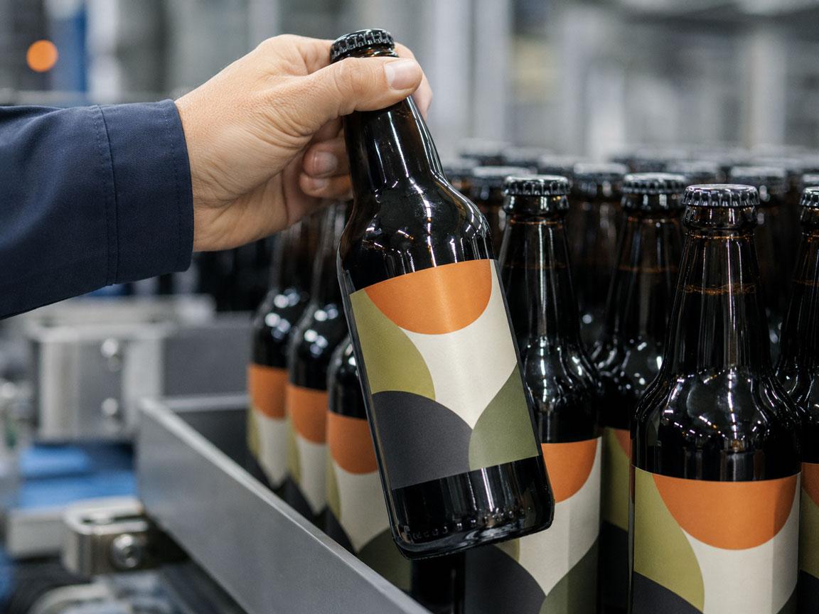 bottle-label labels on beverage glass bottles