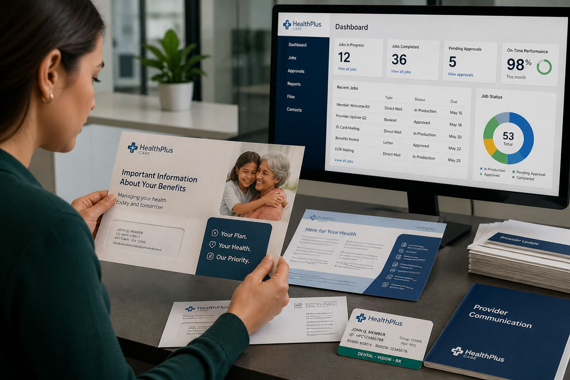 healthcare-packaging woman holding healthcare member materials